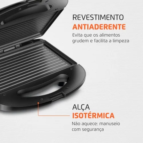 Sanduicheira Grill antiaderente 750 watts inox - S-20  110V