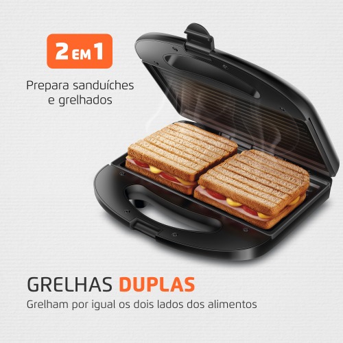 Sanduicheira Grill antiaderente 750 watts inox - S-20  220V