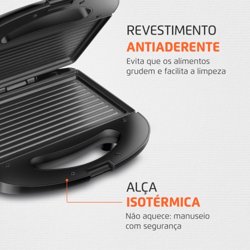 Sanduicheira Grill antiaderente 750 watts inox - S-20  220V