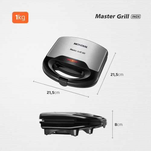Sanduicheira Grill antiaderente 750 watts inox - S-20  220V