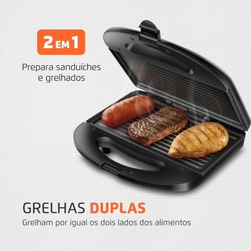 Sanduicheira Grill antiaderente 750 watts Pratic Grill - SN-01  220V Sanduicheira Grill antiaderente 750 watts Pratic Grill - SN-01  220V