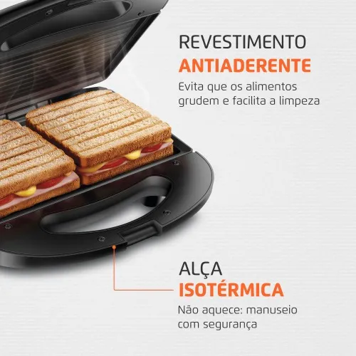 Sanduicheira Grill antiaderente 750 watts Pratic Grill - SN-01  220V
