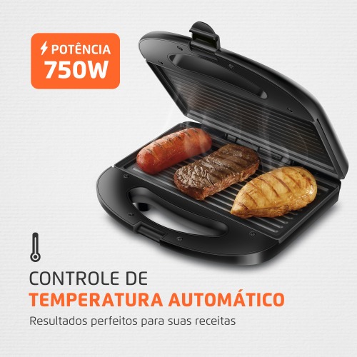 Sanduicheira Grill antiaderente 750 watts Pratic Grill - SN-01  220V Sanduicheira Grill antiaderente 750 watts Pratic Grill - SN-01  220V