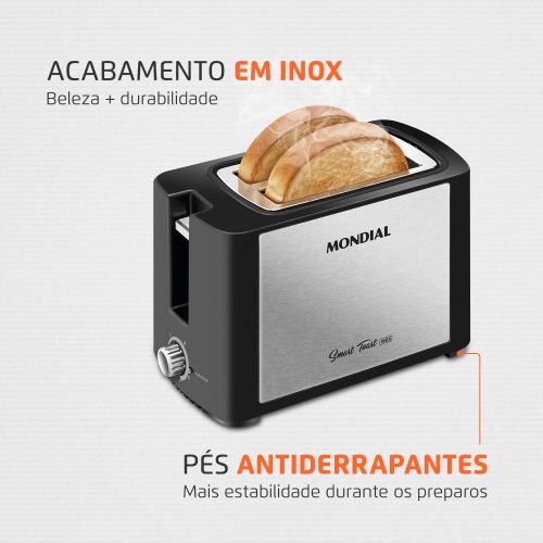 Torradeira de pes 800 watts Smart Toast Inox - T-13  110V
