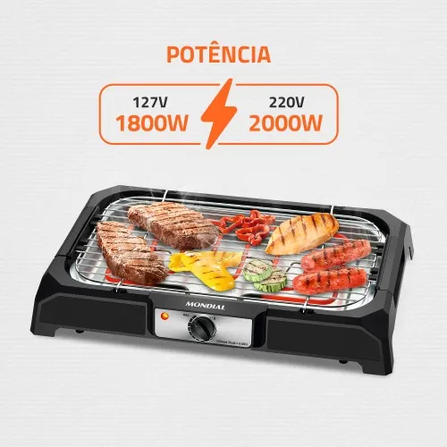 Churrasqueira elétrica portátil 1.800 watts Grand Steak & Grill - CH-05  110V