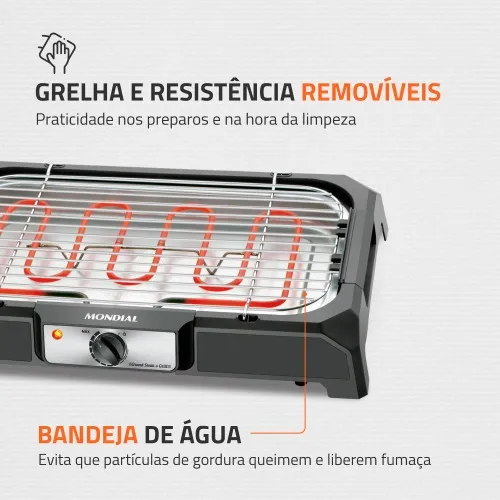 Churrasqueira elétrica portátil 1.800 watts Grand Steak & Grill - CH-05  110V