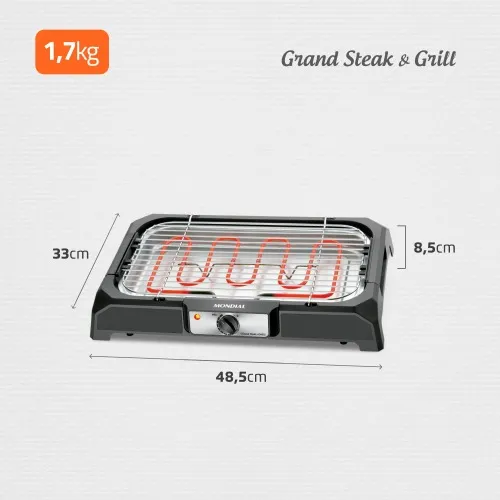 Churrasqueira elétrica portátil 1.800 watts Grand Steak & Grill - CH-05  110V