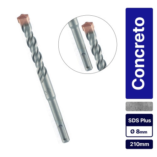Broca de wídea para concreto 8 x 210 mm SDS Plus - 7102755 Broca de wídea para concreto 8 x 210 mm SDS Plus - 7102755