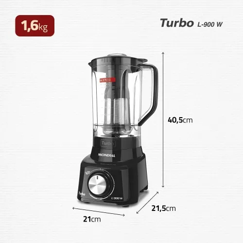 Liquidificador 5 velocidades 900 watts full black - L-900-FB  110V