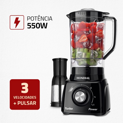 Liquidificador 3 velocidades Turbo Power preto - L-99FB  110V Liquidificador 3 velocidades Turbo Power preto - L-99FB  110V