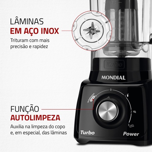 Liquidificador 3 velocidades Turbo Power preto - L-99FB  110V Liquidificador 3 velocidades Turbo Power preto - L-99FB  110V