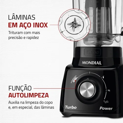 Liquidificador 3 velocidades Turbo Power preto - L-99FB  110V