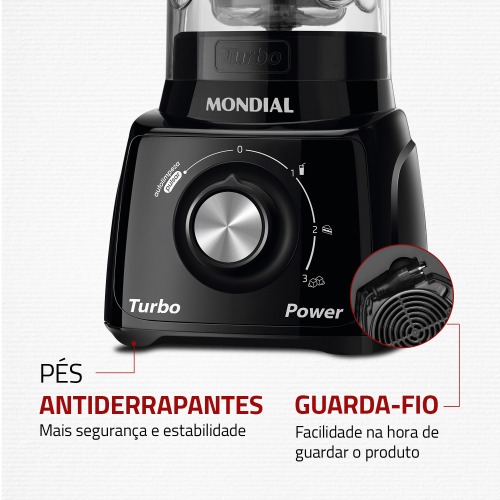 Liquidificador 3 velocidades Turbo Power preto - L-99FB  110V Liquidificador 3 velocidades Turbo Power preto - L-99FB  110V