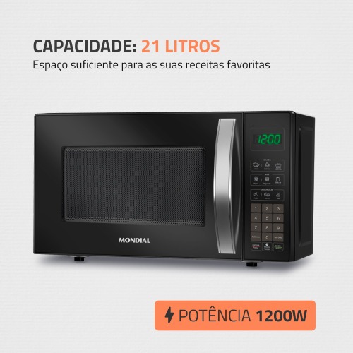 Micro-ondas 21 litros 1200W 10 n�veis de pot�ncia - MO-01-21-B  110V
