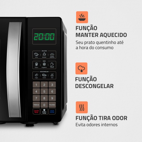 Micro-ondas 21 litros 1200W 10 n�veis de pot�ncia - MO-01-21-B  110V