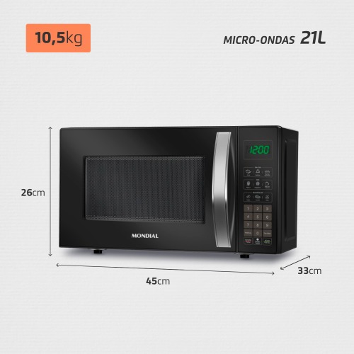 Micro-ondas 21 litros 1200W 10 níveis de potência - MO-01-21-B  220V Micro-ondas 21 litros 1200W 10 níveis de potência - MO-01-21-B  220V