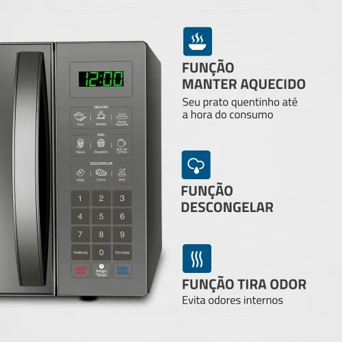 Micro-ondas 34 litros 1400W espelhado 10 níveis de potência- MO-02-34-E  220V