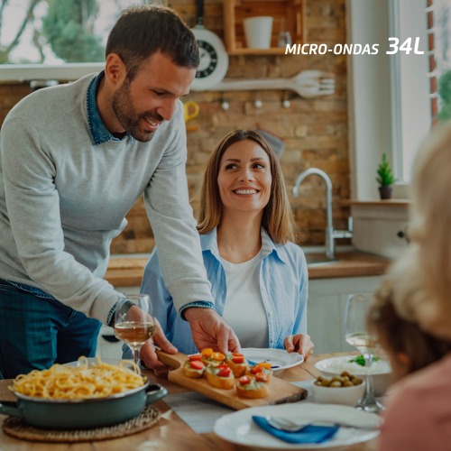 Micro-ondas 34 litros 1400W espelhado 10 níveis de potência- MO-02-34-E  220V Micro-ondas 34 litros 1400W espelhado 10 níveis de potência- MO-02-34-E  220V