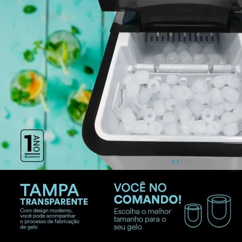Máquina de Gelo 15 kg inox Ice Compact - EMG02I  110V