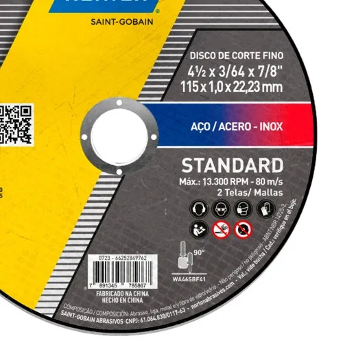 Disco de corte fino para metal e inox 4.1/2