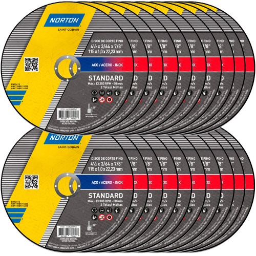 Kit 24 Discos de corte fino para metal e inox 4.1/2 Kit 24 Discos de corte fino para metal e inox 4.1/2