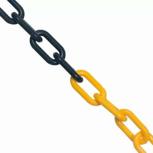 Corrente plástica para sinalização 8 mm 10 metros amarela e preta Corrente plástica para sinalização 8 mm 10 metros amarela e preta