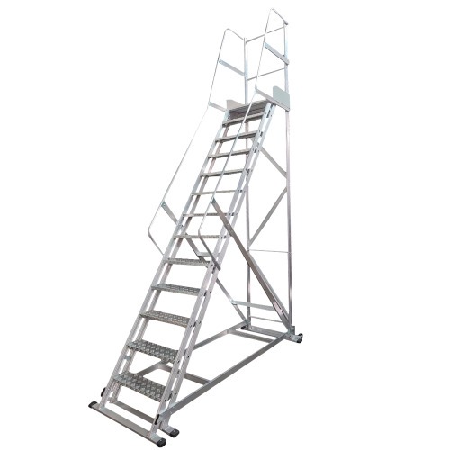 Escada plataforma de alumnio 3.25 m c/ 12 degraus + patamar 