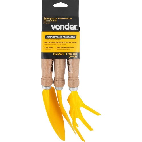 Conjunto para jardim com 3 pe�as cabo em madeira  