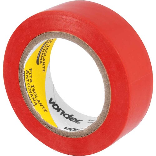 Fita isolante vermelha 19 mm x 10 m com 10 peças Fita isolante vermelha 19 mm x 10 m com 10 peças