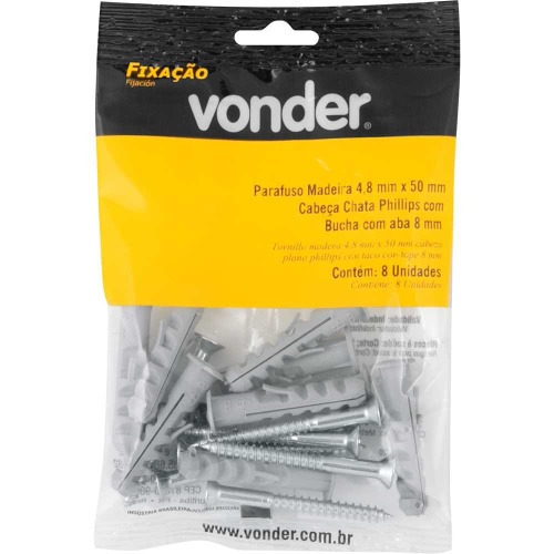 Jogo de parafusos com bucha 4,8 x 50 mm com 8 pares