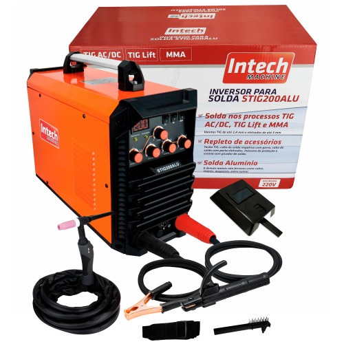 Inversora de solda multiprocesso 200A para Eletrodo revestido E Tig AC/DC - STIG200ALU  220V