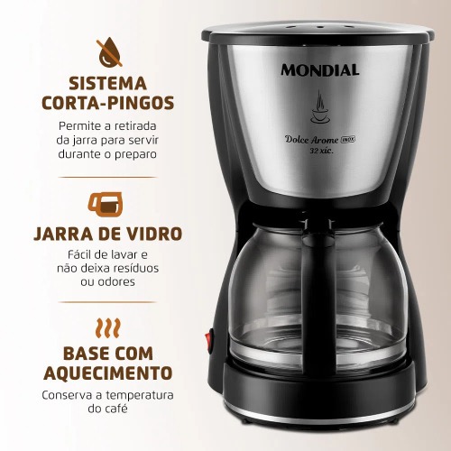 Cafeteira elétrica 800W jarra de vidro 32 xícaras Dolce Arome 32 - C-32-32X 110V Cafeteira elétrica 800W jarra de vidro 32 xícaras Dolce Arome 32 - C-32-32X 110V