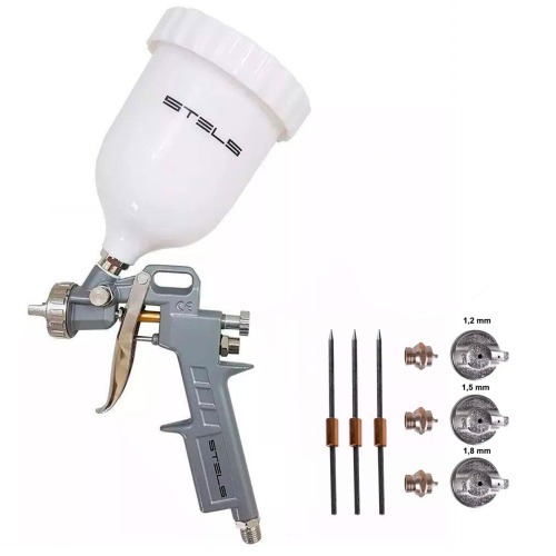 Pistola de pintura tipo gravidade com 3 bicos e caneca 600 ml -5731455  Pistola de pintura tipo gravidade com 3 bicos e caneca 600 ml -5731455