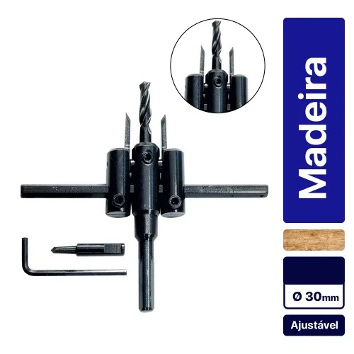 Broca bailarina ajustável  30 a 120 mm para madeira