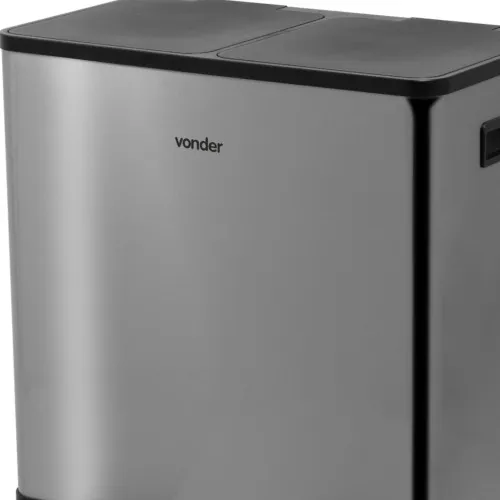 Lixeira dupla inox retangular 30L com pedal - 63.56.030.030 - Vonder
