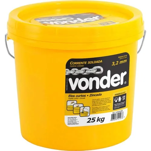Corrente zincada elo curto 3,2 mm balde com 25 kg