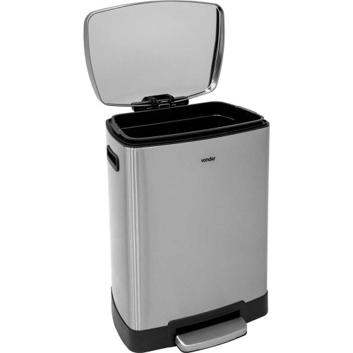 Lixeira inox retangular 50L com pedal