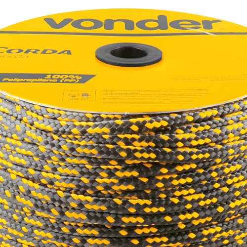 Corda multifilamento trançada 12 mm x 140 m preta e amarela Corda multifilamento trançada 12 mm x 140 m preta e amarela