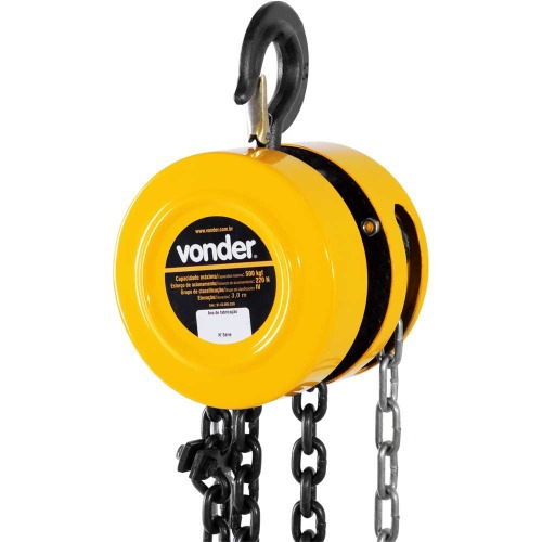 Talha manual com capacidade de 500 kg e 3 metros de corrente 