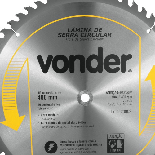 Disco de serra para madeira 400 x 30 mm 60 dentes