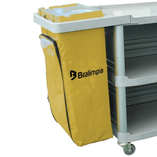 Carro funcional extra com 2 bolsas amarela com fechamento Carro funcional extra com 2 bolsas amarela com fechamento