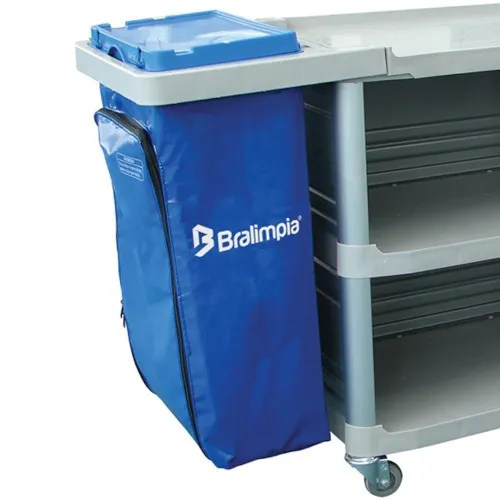 Carro funcional 2 bolsas azul e vermelha com fechamento