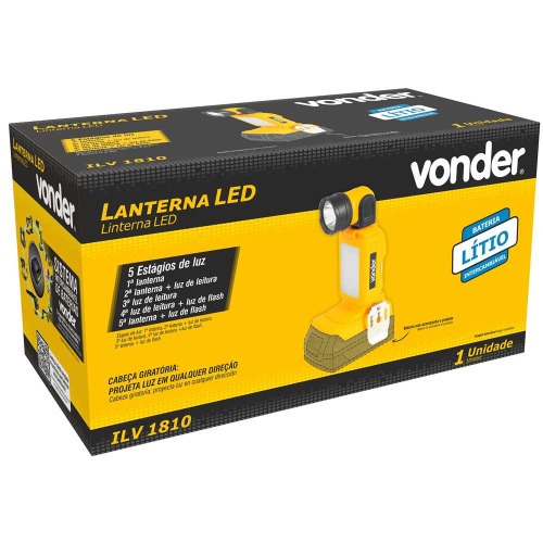Lanterna de LED bateria intercambiável 18V s/ bateria ILV 1810 Lanterna de LED bateria intercambiável 18V s/ bateria ILV 1810