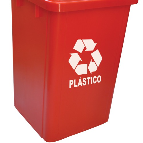Cesto coletor de lixo 60L com tampa com adesivo - CC61VM Cesto coletor de lixo 60L com tampa com adesivo - CC61VM
