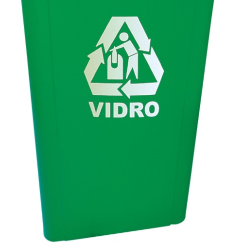 Cesto coletor de lixo 60L tampa basculante com adesivo - CC61VD  Cesto coletor de lixo 60L tampa basculante com adesivo - CC61VD