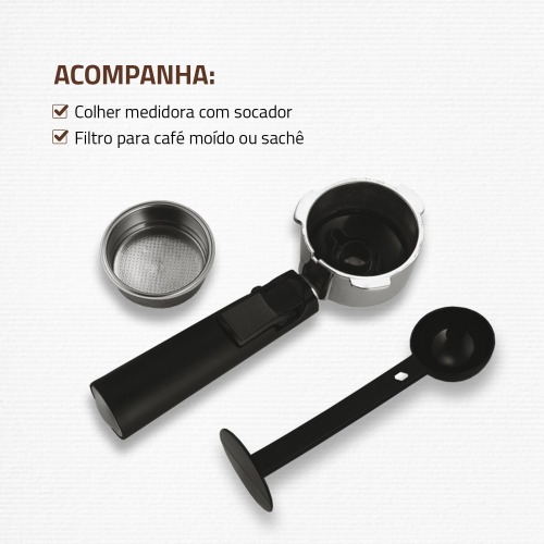 Cafeteira expresso 15 Bar preta e prata - Coffee Cream C-08 110V Cafeteira expresso 15 Bar preta e prata - Coffee Cream C-08 110V