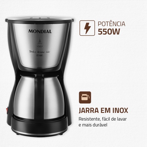 Cafeteira eltrica 550W jarra inox 15 xcaras Dolce Arome - C-34 JI-15X  220V
