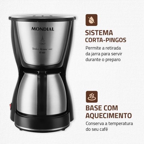 Cafeteira eltrica 550W jarra inox 15 xcaras Dolce Arome - C-34 JI-15X  220V