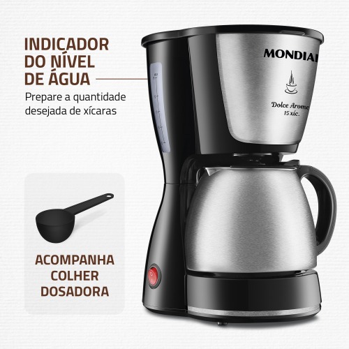 Cafeteira eltrica 550W jarra inox 15 xcaras Dolce Arome - C-34 JI-15X  220V