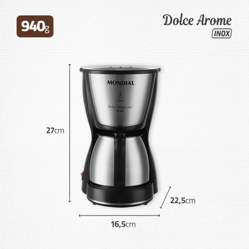 Cafeteira eltrica 550W jarra inox 15 xcaras Dolce Arome - C-34 JI-15X  220V